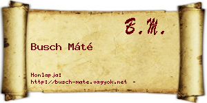 Busch Máté névjegykártya